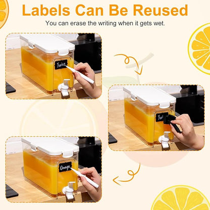 Mumufy 3 Set Plastic Drink Dispensers for Parties Beverage Dispenser for Fridge with Spigot Iced Juice Lemonade Container with Labels and Pens Summer Party Supplies(1 Gallon,White) - Image 6