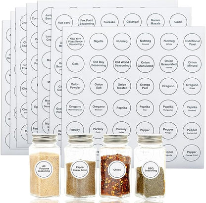 Spice Labels, 432Pcs Spice Labels Stickers 1.4in Waterproof Adhesive Round Preprinted Spice with Blank Label White Tear Resistant Sticker for Kitchen Jars Caps Food Containers Organizers (White) by LOPUROExquisiteAccessories
