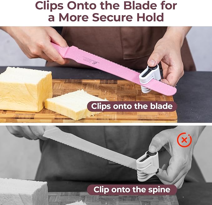 CoquusAid Upgrade Bread Knife for Homemade Bread, World‘s 1st Double Serrated Knife for Crusty Sourdough, 11.6 Inch Stainless Steel Bread Slicer, Professional Sourdough Cutter, Ideal for Gift, Pink - Image 8