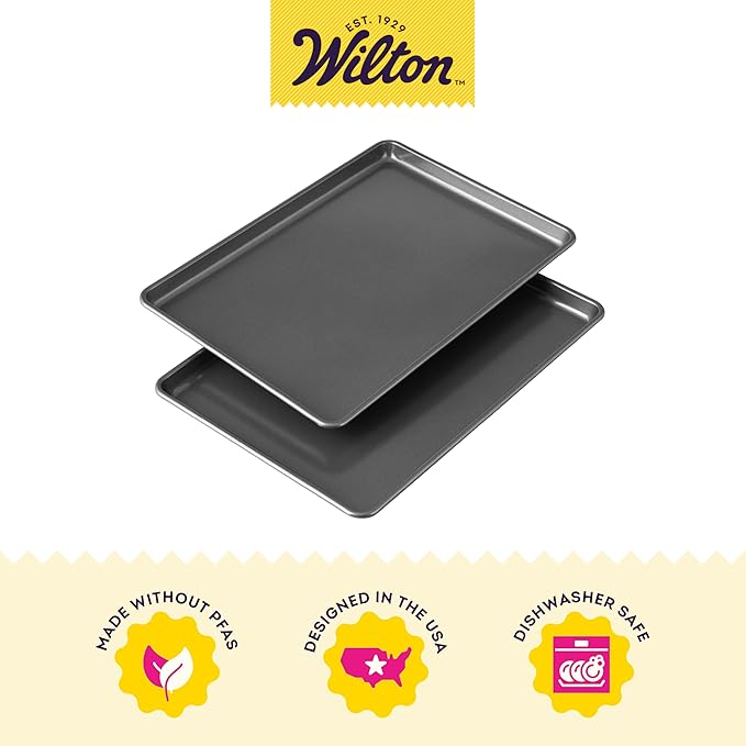 Wilton Easy Layers Sheet Cake Pan, Rectangle Sheet Pan, 2-Piece Baking Sheets Set, Steel (Pack of 4) - Image 3