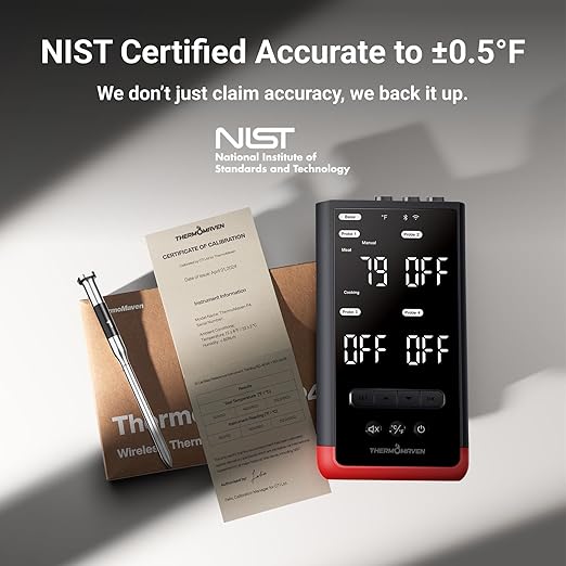 ThermoMaven Smart Bluetooth Wireless Meat Thermometer: Standalone Base, WiFi Unlimited Range, 6 Sensors with NIST Certified Accuracy, 4 Probes for Kitchen, BBQ, Grill, Oven, Smoker, Rotisserie - Image 5