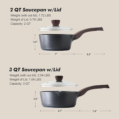 SENSARTE 2.0 & 3.0 Quart Sauce Pan Sets with Lid, Cooking Pots Set, Nonstick Saucepan Set with Pour Spout, Small Kitchen Pot, Non toxic Saucepot, Induction Comptable, Easy to Clean, PFOA Free - Image 7