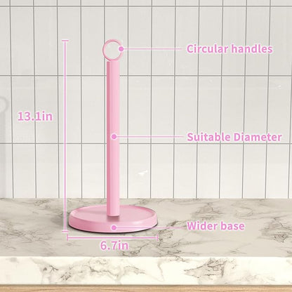Pink Paper Towel Holder Countertop, Pink Kitchen Accessories Decor, Stainless Steel, Paper Towel Stand Holder for Bathroom Farmhouse Essentials with Weighted Base - Image 7