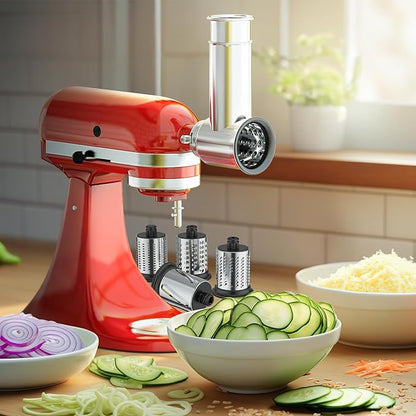 Stainless Steel Slicer Shredder Attachment for KitchenAid Stand Mixer, Includes Cheese Grater,Grinding Powder,Vegetable Slicer Shredder for KitchenAid cheese grater attachments with 4 Blades by HOZODO - Image 6