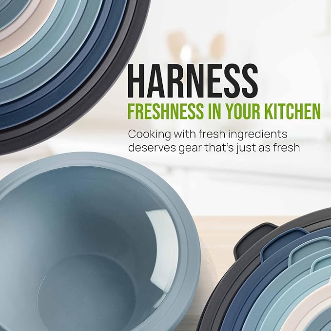 Zulay Kitchen 12 Piece Plastic Mixing Bowls with Leak-Proof Lids Set - Microwave and Freezer Safe Kitchen Mixing Bowls for Preparing, Serving and Storing - Large Nesting Bowls (Twilight Ombre) - Image 8