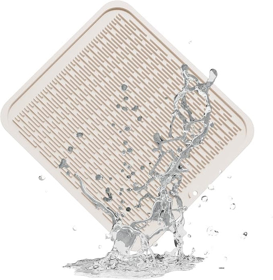 ZLR Large Silicone Dish Drying Mat (16" x 18") - XL Heavy Duty Drainboard Mat for Pots, Pans & Family Loads - Heat Resistant Trivet & Counter Protector, Easy Clean (Cassava White) by ZLR