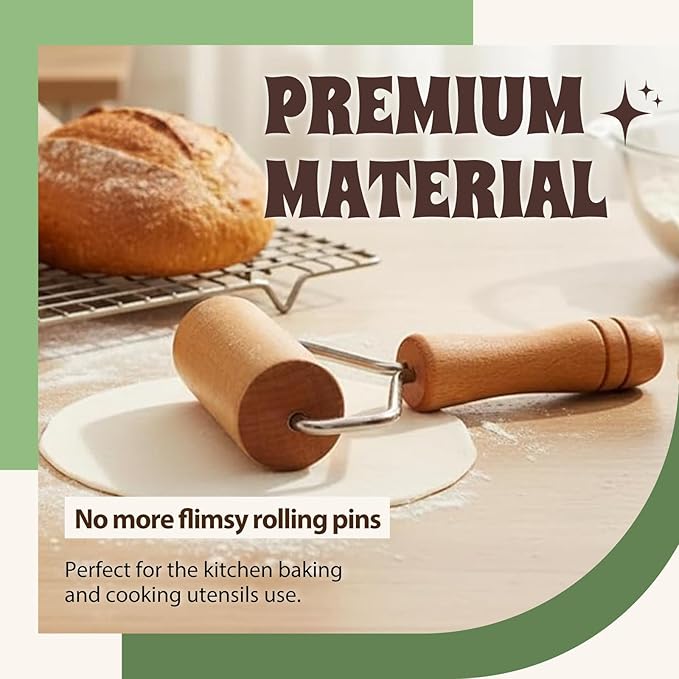 Small Wooden Rolling Pin for Baking, 7 Inch Mini Dough Roller, Non Stick Pizza Roller for Pastry Cookie Tortilla Dumpling Fondant Pie Crust Pasta (GMZ-T)
