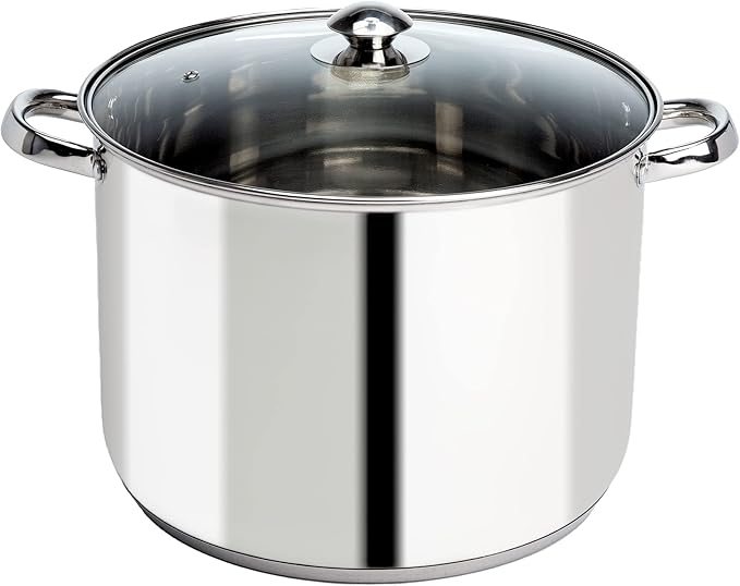 Ecolution Pure Intentions Stock Pot - Features Tempered Glass Lid, Keep Cool Handle, and Encapsulated Bottom - Oven Safe - Curbside Recyclable Stainless Steel - 16 Quarts by Ecolution