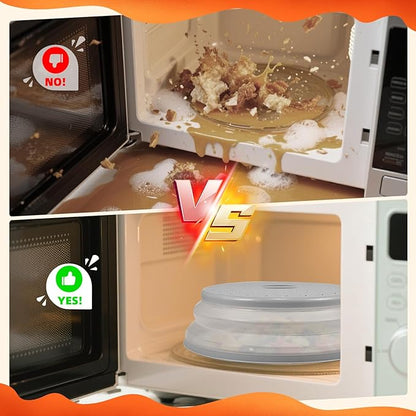 Large Collapsible Microwave Cover for Food, 12.2inch Microwave Splatter Cover, Microwave Plate&Dish Cover with Easy Grip Handle, BPA-free, Dishwasher Safe (Light Grey) - Image 7