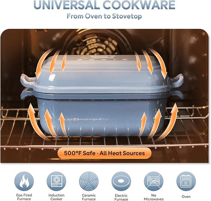 Dutch Oven for Sourdough Bread Baking, Enameled Cast Iron Dutch Oven Pot with Lid, 10×6 Bread Loaf Pans with Lid for Homemade Bread, Cake, Meatloaf, Oven & Induction Safe (Blue, 3.84 QT) - Image 6