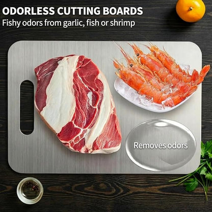 Titanium Cutting Board - 2026 New 100% Pure Titanium Cutting Boards, Food-Grade,Non-Slip Surface, Dishwasher Safe, Elegant Serving Tray, for Charcuterie, Meat, Vegetables, Easy Clean, 9.5"x5.9" - Image 3