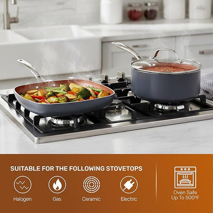 GOTHAM STEEL 20 Pc Ceramic Cookware Set, Copper Pots and Pans Set Non Stick with Bakeware, Cooking Utensils, and Steamer, Oven and Dishwasher Safe - Image 8