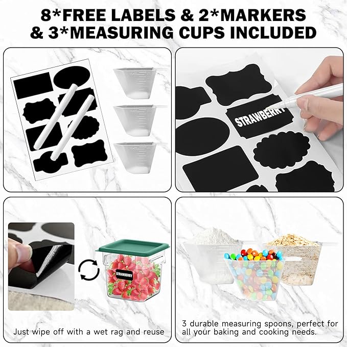2QT NSF Food Storage Containers: 2 PCS [Food Grade][Hot&Cold Resistant] Commercial Clear Square Food Storage Containers with Scales Handles for Home Restaurant Kitchen Proof Dough(BPA FREE-GREEN) - Image 7