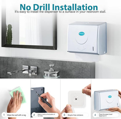 Folded Paper Towel Dispenser Wall: Modunful Compact ABS Dispenser with Clear Window - Holds 200 C-Fold & Multi-Fold Towels for Home Bathroom Kitchen - Image 3