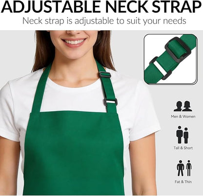 Large Chef Apron for Men and Women, Cooking Kitchen Aprons with 2 Large Pockets Water Oil Resistant