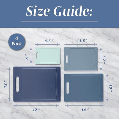 COOK WITH COLOR Non-Slip Cutting Board Set – Kitchen Essentials with Easy Grip Handle for Meat, Veggies, and Fruits, 4 Cutting Boards, Blue-New - Image 5
