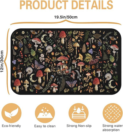 Kitchen Countertop Dish Drying Mat,Super Absorbent Coffee Bar Mat for Maker Espresso Machine, Anti-Slip Accessories for Kitchen Countertops 19x12 Inch