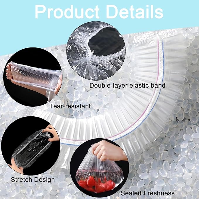 500pcs Plastic Bowl Covers Food Cover, Food Fresh Keeping Bags Elastic Reusable Plastic Stretch Elastic Food Storage Covers Kitchen Dining Plate Bread Proofing Universal Kitchen Wrap (Color-M) - Image 5