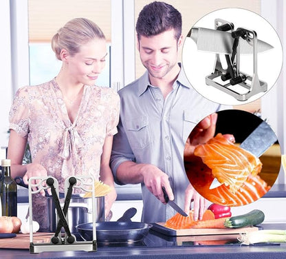 Knife Sharpener, Knife Sharpener Tool with Self-Adjusting, Stainless Steel and Tungsten Carbide, Knife Sharpeners for Kitchen Knives Helps Repair Sharpens, Hones, Polishes Blades - Image 5