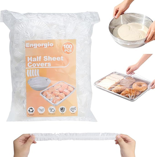100pcs Extra Large Bowl Covers For Bread Proofing,Fits baking pans up to 13x18 inches,Fits Bowl up to 20",Bowl Covers for Bread,Food Storage Covers,Sheet Pan Lid,Elastic Reusable Plastic Bowl Cover.
