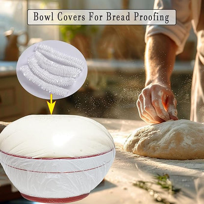 STAYWILD 100pcs Elastic Bowl/Basket Covers for Proofing,Shower Caps for Sourdough Bread Baking Supplies,Plastic Wrap for Food Fruit Vegetable - Image 3