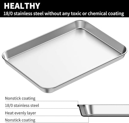 Baking Sheet Set of 2, Bastwe 18 inch Commercial Grade Stainless Steel Baking Pan, Professional Bakeware Oven Tray, Healthy & Non-toxic, Rust Free & Mirror Finish, Easy Clean & Dishwasher Safe - Image 3