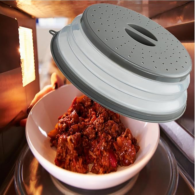 Microwave Splatter Cover Vented for Food, Splatter Guard & Colander Kitchen Gadget for Fruit Vegetables Microwave Plate Cover with Hook Hole,Dishwasher-Safe,BPA-Free Silicone & Plastic (2 Pack) - Image 2