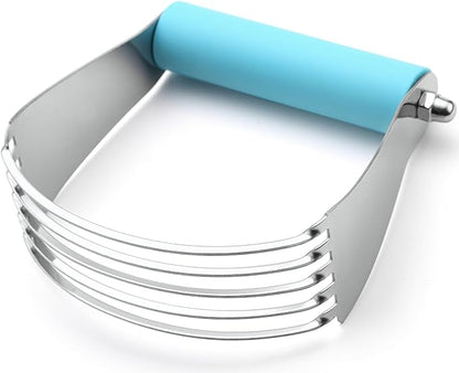 Spring Chef Large Dough Blender For Baking, Dishwasher Safe Dough Cutter Tool, Stainless Steel Pastry Cutter Tool with Sharp Blades, Manual Pastry Blender for Easy Mixing - Aqua Sky by SpringChef