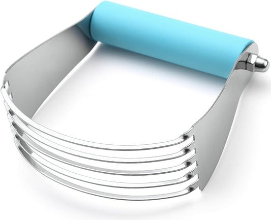 Spring Chef Large Dough Blender For Baking, Dishwasher Safe Dough Cutter Tool, Stainless Steel Pastry Cutter Tool with Sharp Blades, Manual Pastry Blender for Easy Mixing - Aqua Sky by SpringChef