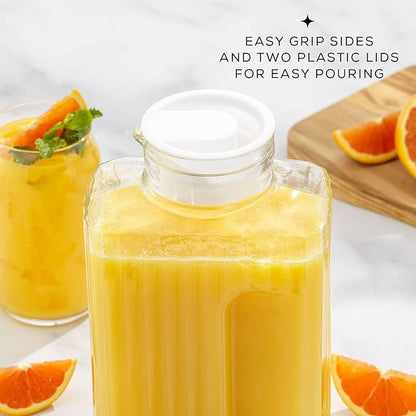 68oz Glass Pitcher with Lid (2 Lids), Rectangle Beverage Serveware and Storage Container for Cold Drinks and Liquids, Water Containers, 2 Quart Pitcher with Lid for Kool Aid and Lemonade - Image 5