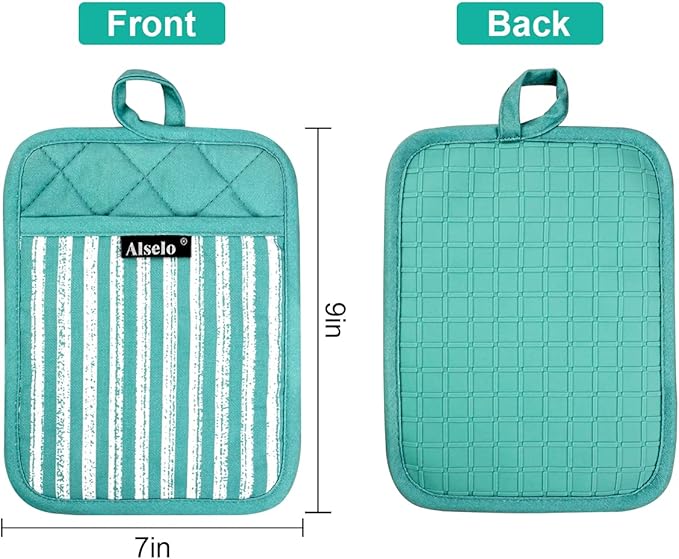 Alselo Silicone Pot Holders Set of 3 Heat Resistant & Non Slip Potholders, Professional Oven Hot Pads with Pockets Mitts for Kitchen Cooking Baking Barbecue - Image 2