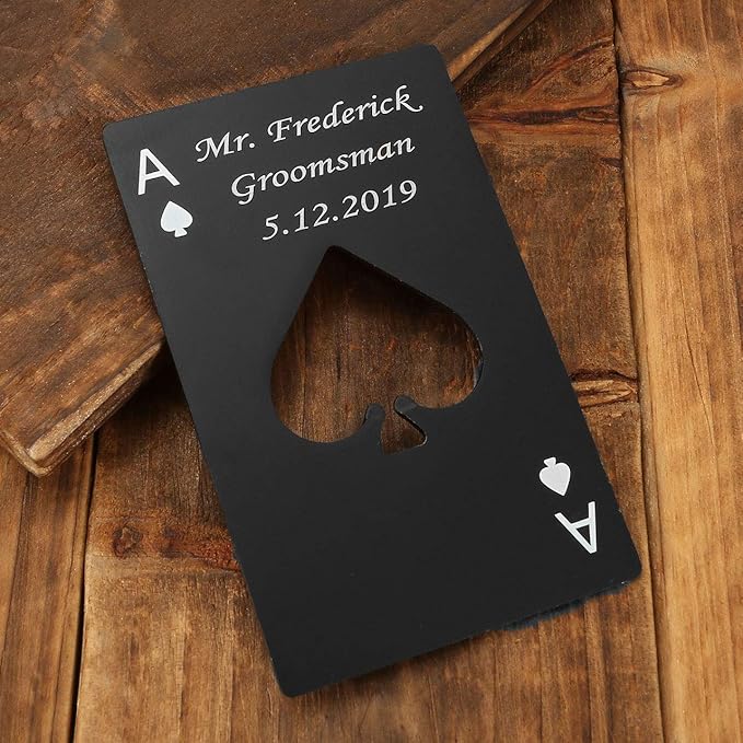 Personalized Custom Bottle Opener, Yoption 2Pcs Stainless Steel Credit Card Size Beer Bottle Opener Cap for Wedding Party Groomsmen Bridesmaid Gifts - Image 2