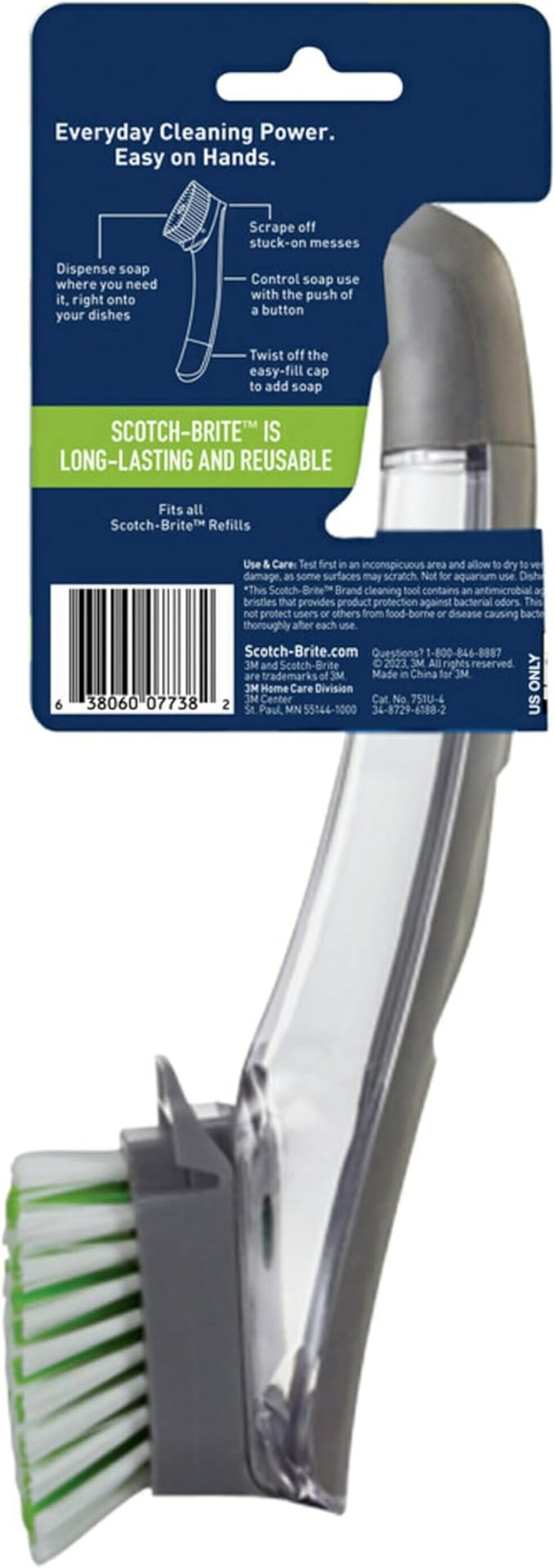 Scotch-Brite Odor Resist Soap Control Dishwand Brush, Non-Scratch Cleaning Brush with Scraper, Stands Upright (Pack of 4) - Image 9