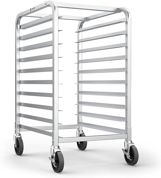 TenUp 10-Tier NSF Aluminum Sheet Pan Rack, Commercial Bakery Cooling & Storage Cart with Wheels, Heavy-Duty Bun Rack – 26" L x 20" W x 38" H by TENUP