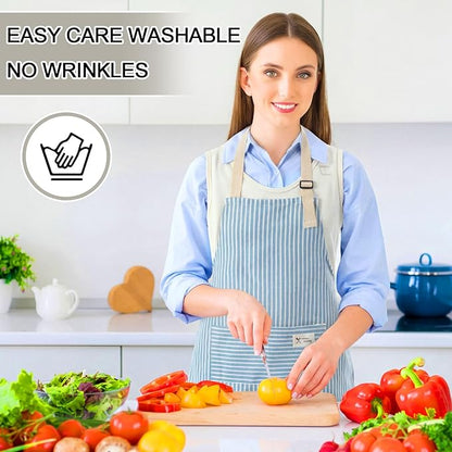 Janmercy 24 Pcs Aprons for Women Men with 2 Pockets Linen Cooking Kitchen Apron Adjustable Bib Chef Apron Bulk Aprons Unisex