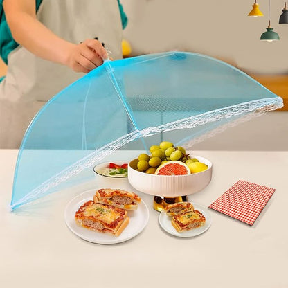 7 Pcs Food Covers for Outside, 17 inch Pop-up Umbrella Mesh Food Tents, for Outdoors Parties Picnics BBQs, Reusable and Collapsible Food Tents (Colorful)