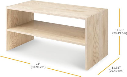 Whitmor Wood Stackable 2-Shelf Shoe Rack, White Oak, 24 inches - Image 3