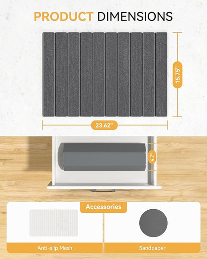Yofidra Large Stone Dish Drying Mat for Kitchen Counter, Quick Dry Stone Mats with Absorbent Diatomaceous Earth, Foldable Roll Up Drying Organizer Pad for Utensils Plate, 24"×16", Dark Gray - Image 8