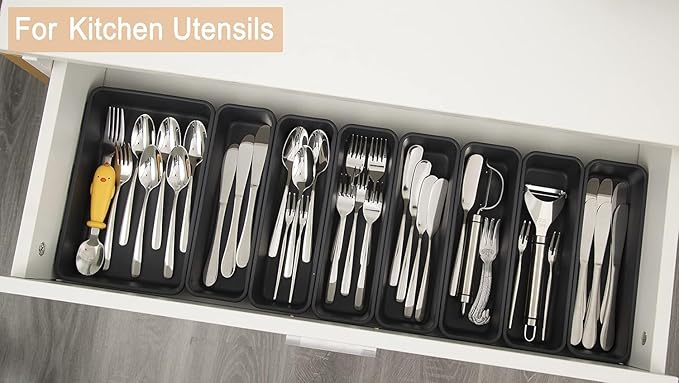 Kutesna 25 PCS Interlocking Desk Drawer Organizer Separator for Office,Bathroom,Kitchen,Makeup,Tool（4 Sizes） - Image 6