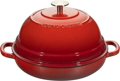 EDGING CASTING Enameled Cast Iron Dutch Oven Pot with Lid, Round Bread Oven for Homemade Sourdough Bread Baking, 6 Quart, Red by EDGINGCOOKWARE