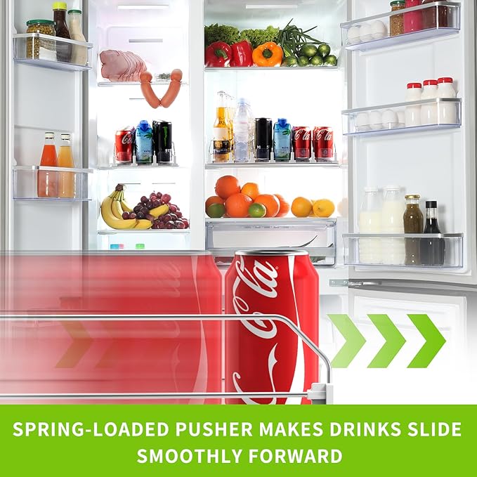 Coanto Drink Organizer for Fridge, Soda Can Dispenser for Refrigerator, Automatic Self-Pushing Fridge Drink Dispenser Holds up to 30 Cans, 6 Row - Image 2