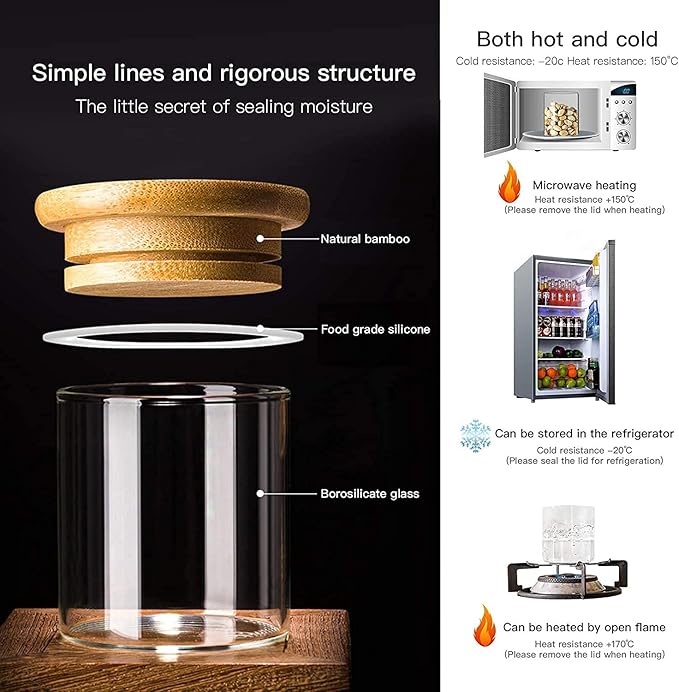 20 Pcs Glass Spice Jars with Airtight Bamboo Lids, Labels and Pen, 2.5oz Mini Clear Food Storage Containers for the Pantry, Kitchen Canisters for Tea, Herbs, Sugar, Salt, Coffee and More - Image 5