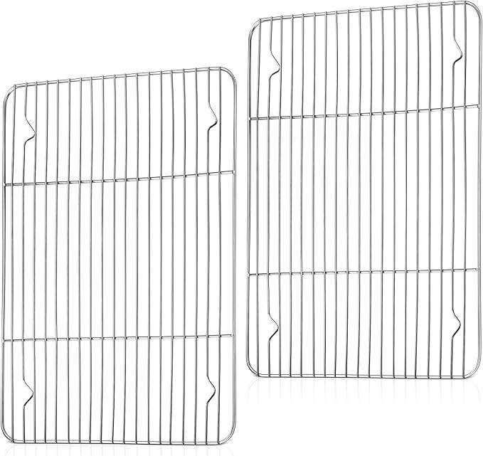 TeamFar Cooling Rack, 15.3” x 11.1” Stainless Steel Wire Baking Rack for Cooking Roasting Grilling, Fit for Oven Pan, Oven & Dishwasher Safe, Non-toxic & Heavy-Duty, 2PCS by TeamFar