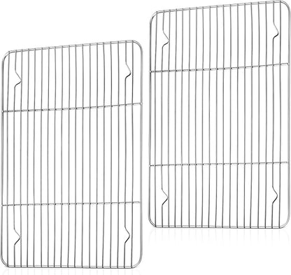 TeamFar Cooling Rack, 15.3” x 11.1” Stainless Steel Wire Baking Rack for Cooking Roasting Grilling, Fit for Oven Pan, Oven & Dishwasher Safe, Non-toxic & Heavy-Duty, 2PCS by TeamFar