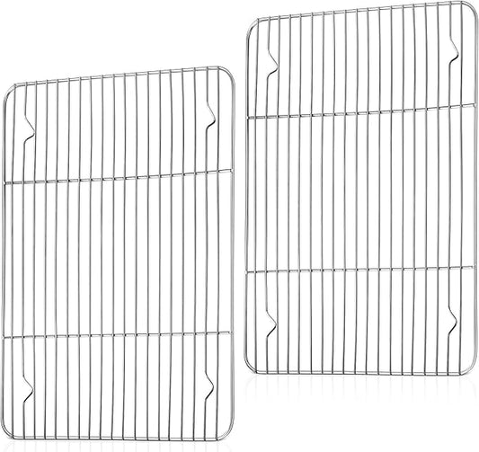 TeamFar Cooling Rack, 15.3” x 11.1” Stainless Steel Wire Baking Rack for Cooking Roasting Grilling, Fit for Oven Pan, Oven & Dishwasher Safe, Non-toxic & Heavy-Duty, 2PCS by TeamFar