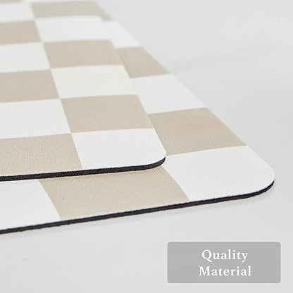 Ohocut Checkered Dish Drying Mat for Kitchen Counter, Coffee Bar Station Accessories, Retro Cute Aesthetic Modern Absorbent Drainer Mat Kitchen Drying Mat Easy Clean, Beige 12" x 19" - Image 6