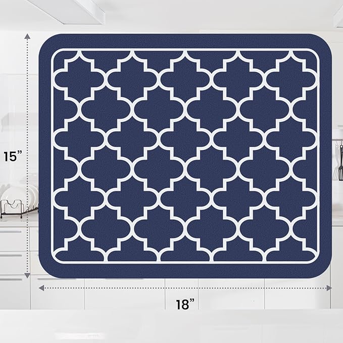 WISELIFE Dish Drying Mat Super Absorbent Drying Mat Large Dish Drying Mats for Kitchen Counter Easy Clean Dish Mat Kitchen Drying Mat15"x 18" Stylish Blue - Image 3