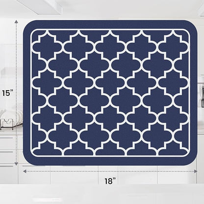 WISELIFE Dish Drying Mat Super Absorbent Drying Mat Large Dish Drying Mats for Kitchen Counter Easy Clean Dish Mat Kitchen Drying Mat15"x 18" Stylish Blue - Image 3