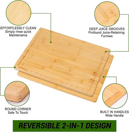 JINGNING Large Wooden Cutting Boards for Kitchen for Chefs – Anti-Cut Chopping Board with Laser Engraved Inch Ruler, Charcuterie Accessories, Meal Prep,16 * 12 Inch
