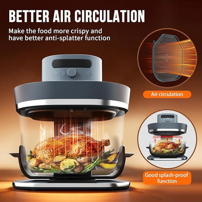 2 Pcs Air Fryer Splatter Screen for AS101DG Air Fryer, Reusable Heat-Resistant Oil Splash Guard, Glass Air Fryer Accessories